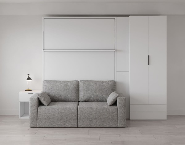 D - Royal Queen Wall Bed with Sectional Sofa and Wardrobes