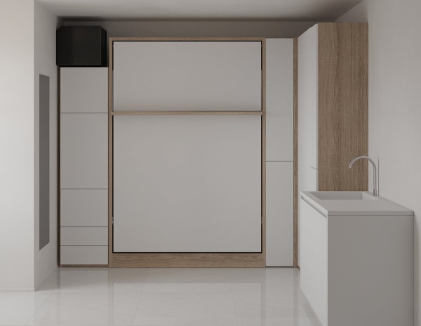 D - Royal Queen Wall Bed with Wardrobes