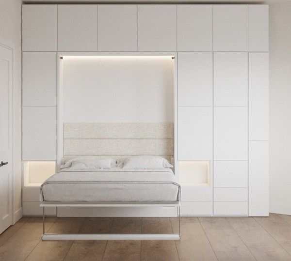 Royal Queen Wall Bed with Wardrobe Bookcases 8
