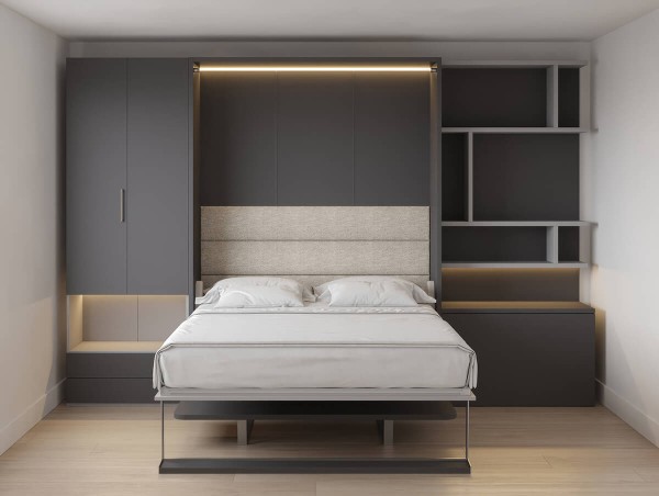 Royal Queen Wall Bed with Wardrobe Bookcases and Desk 2