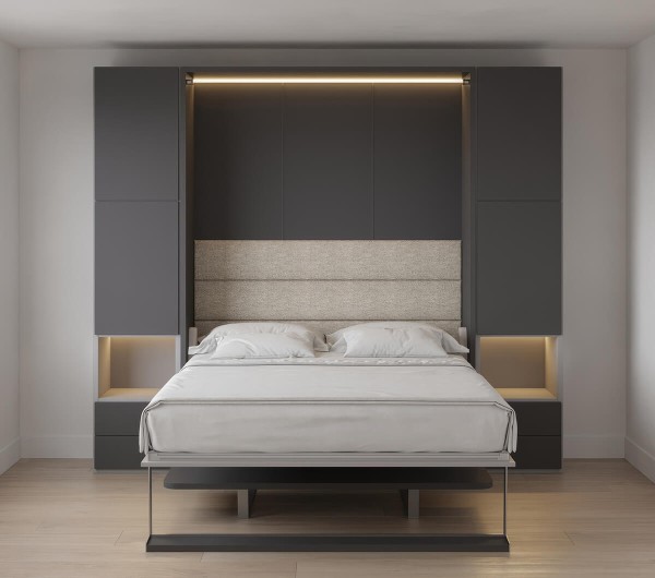 Royal Queen Wall Bed with Wardrobe Bookcases and Desk 5