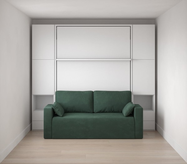 D - Royal Queen Wall Bed with Wardrobe and Sectional Sofa