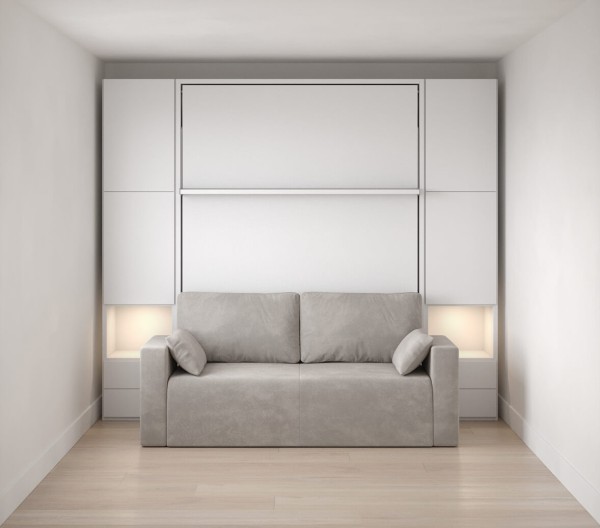 Royal Queen Wall Bed with Wardrobe and Sectional Sofa 3