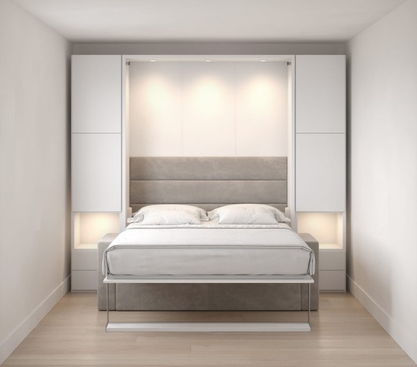 Royal Queen Wall Bed with Wardrobe and Sectional Sofa 4