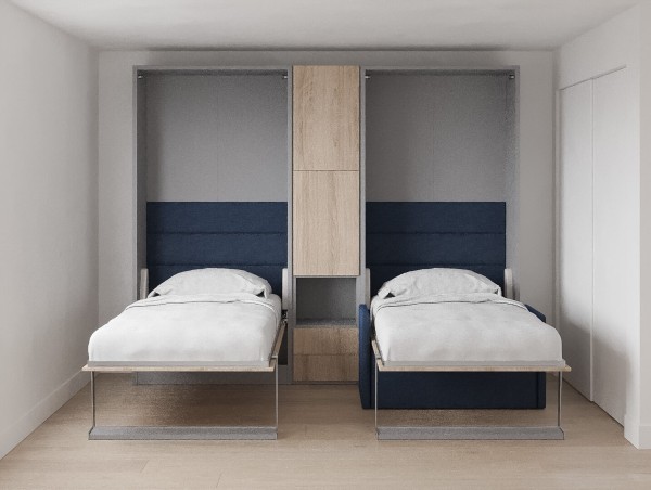 Royal Twin Twin XL Wall Bed with Folding Table and Sectional Sofa 3