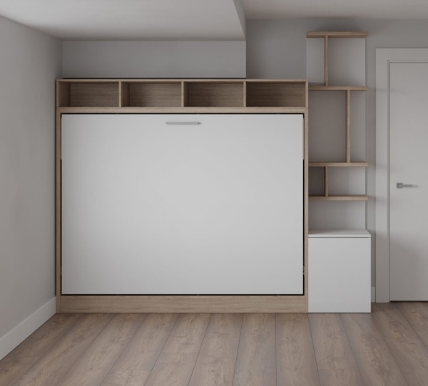 D - Spazio - Full Size Wall Bed with Bookcase Set