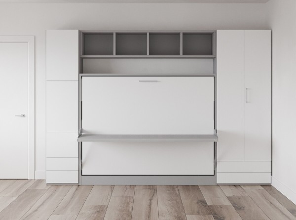 Spazio Full Size Wall Bed with Desk 4