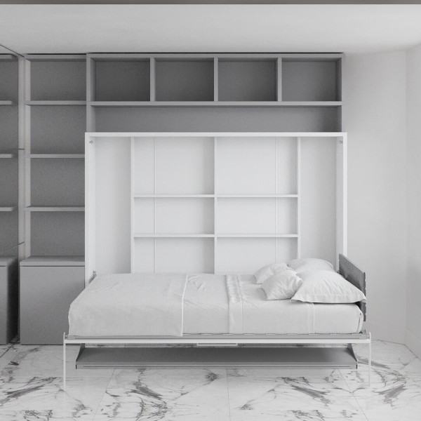 Spazio Full Size Wall Bed with Desk and Bookcase 1
