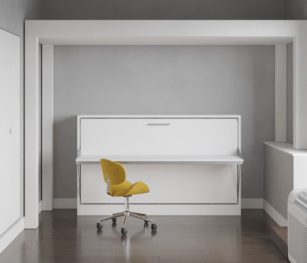 D - Spazio - Twin Size Wall Bed with Bookcase and Wardrobe