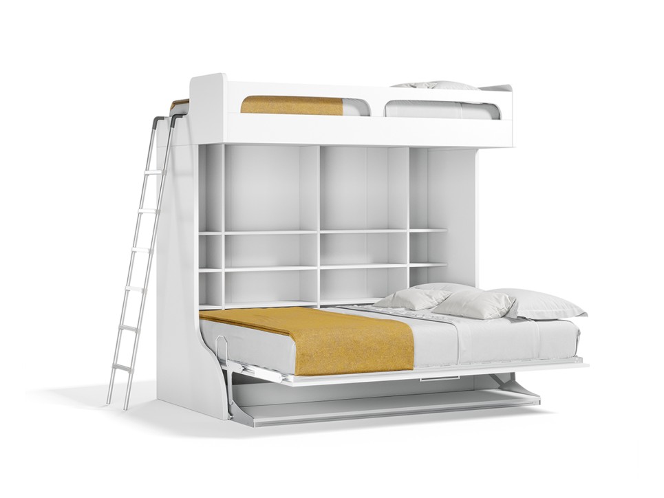 Castello Twin Over Full Wall Bunk Bed with Desk Castello Twin Over Full Wall Bunk Bed with Desk