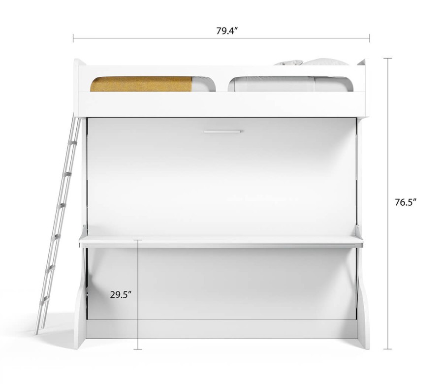 Castello Twin Over Full Wall Bunk Bed with Desk bla bla