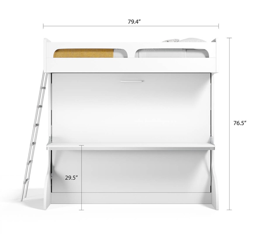 Castello Twin Over Full Wall Bunk Bed with Desk Castello Twin Over Full Wall Bunk Bed with Desk