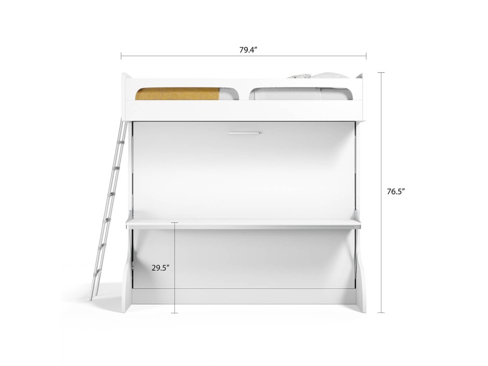 Castello Twin Over Full Wall Bunk Bed with Desk Castello Twin Over Full Wall Bunk Bed with Desk