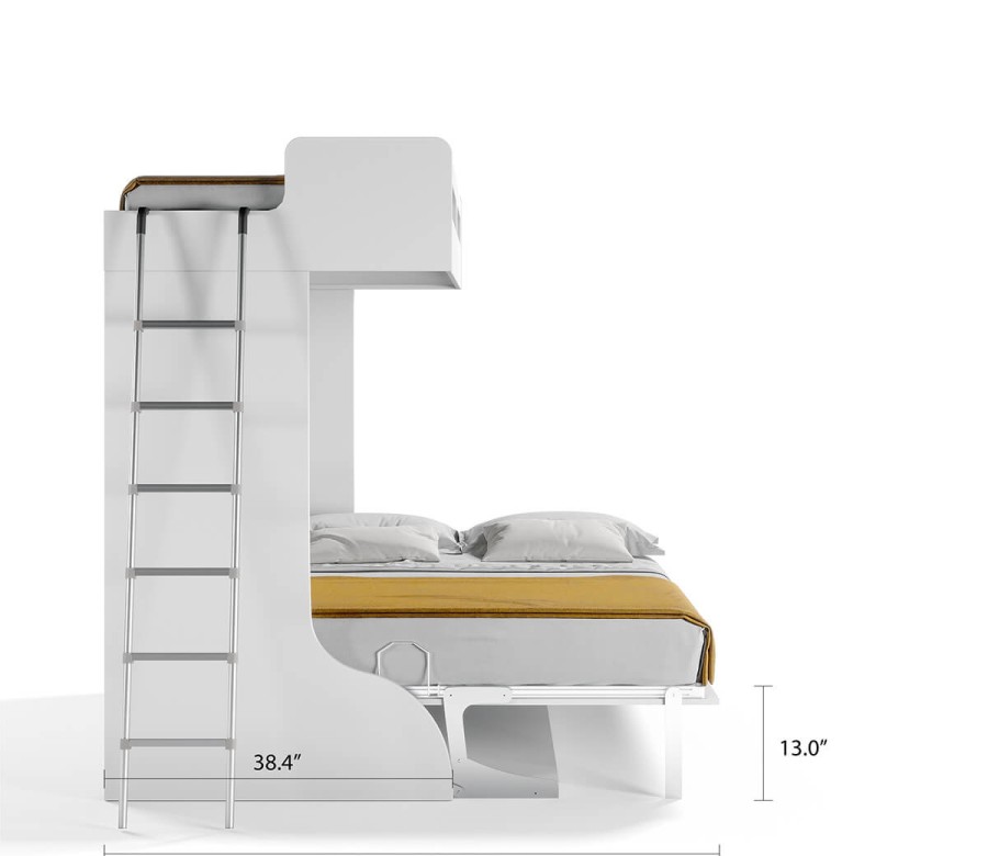 Castello Twin Over Full Wall Bunk Bed with Desk Castello Twin Over Full Wall Bunk Bed with Desk