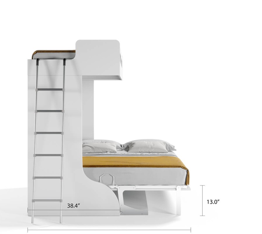Castello Twin Over Full Wall Bunk Bed with Desk Castello Twin Over Full Wall Bunk Bed with Desk