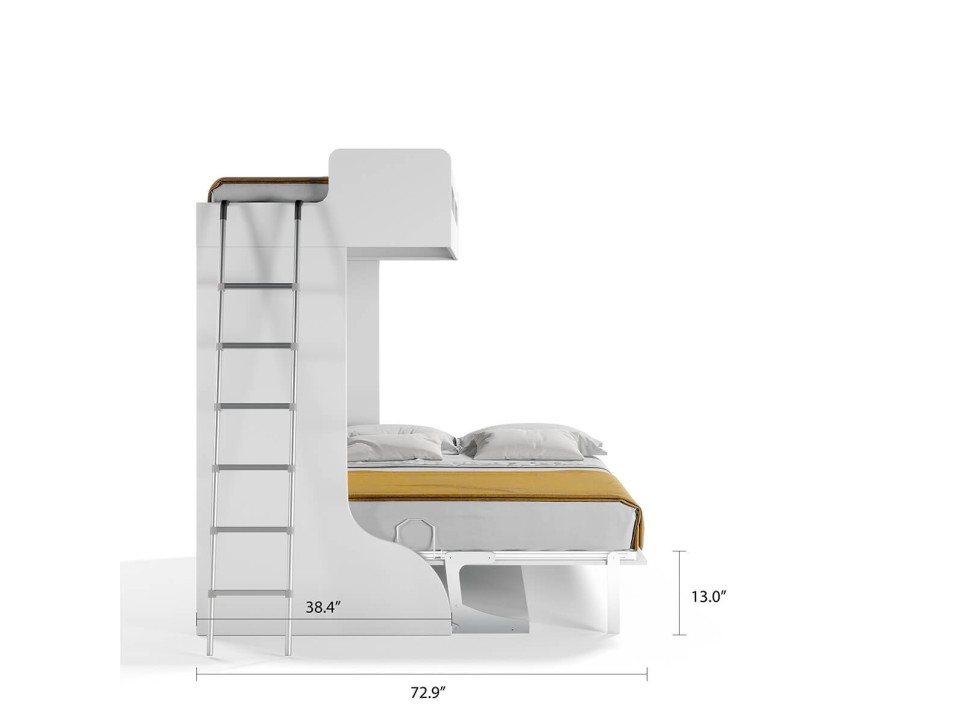 Castello Twin Over Full Wall Bunk Bed with Desk Castello Twin Over Full Wall Bunk Bed with Desk