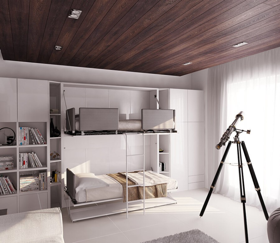 Pensiero Twin Wall Bunk Bed with Desk Pensiero Twin Wall Bunk Bed with Desk