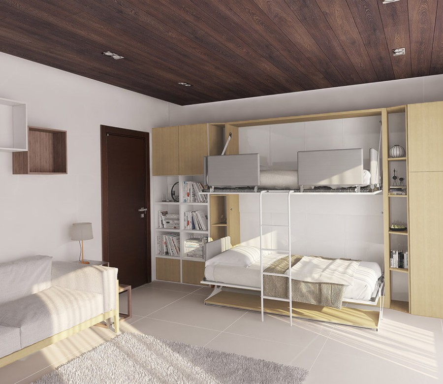 Pensiero Twin Wall Bunk Bed with Desk Pensiero Twin Wall Bunk Bed with Desk