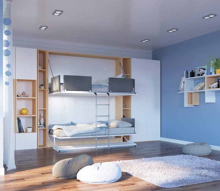 Pensiero Twin Wall Bunk Bed with Desk Pensiero Twin Wall Bunk Bed with Desk