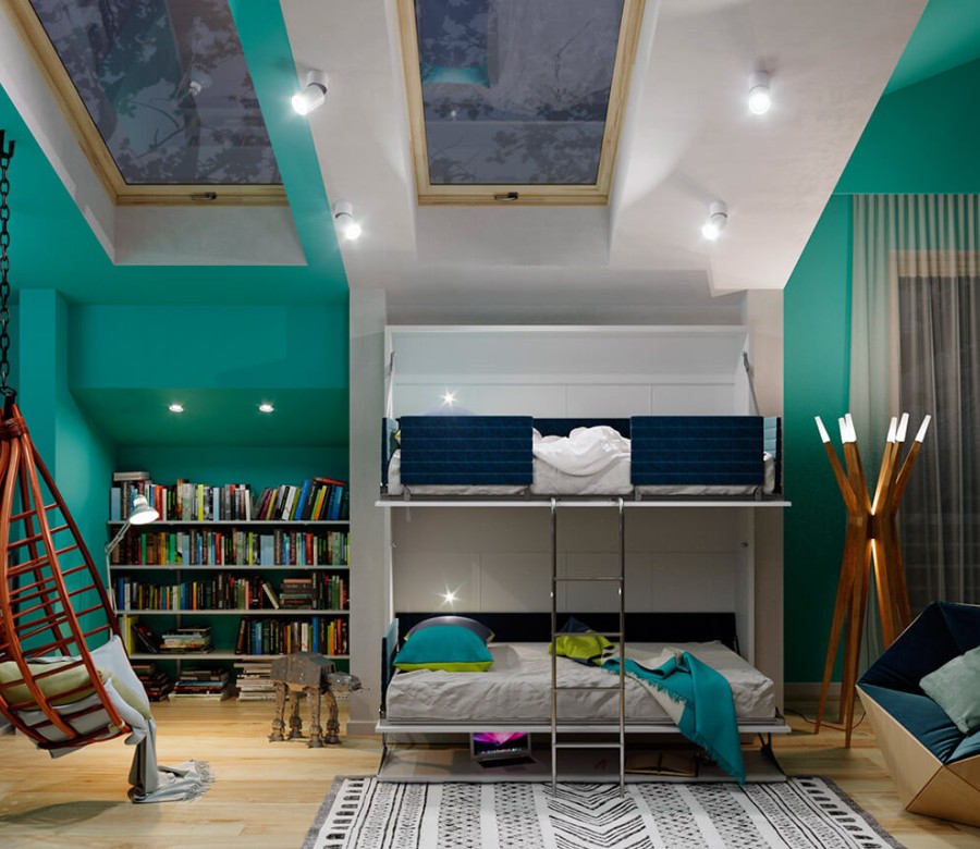 Pensiero Twin Wall Bunk Bed Pensiero Twin Wall Bunk Bed
