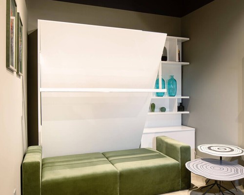 Manhattan-style design showcasing the Royal Queen Murphy bed with furniture set.