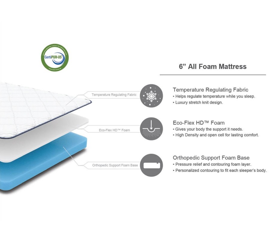 Multimo TWIN XL 6" Memory Foam Mattress Multimo TWIN XL 6" Memory Foam Mattress