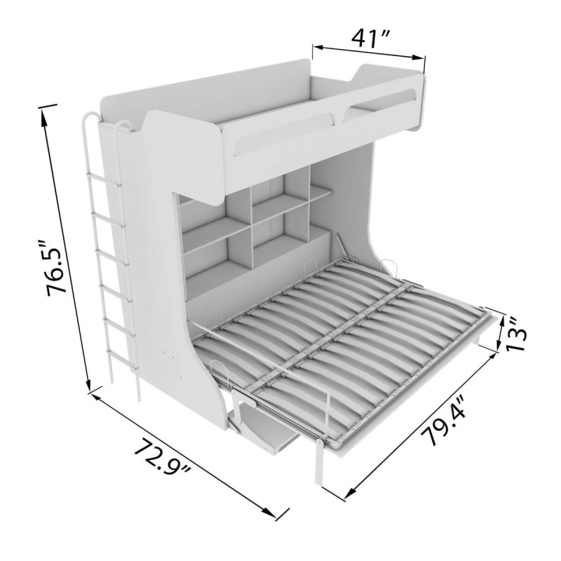 Castello Twin Over Full Wall Bunk Bed with Desk Castello Twin Over Full Wall Bunk Bed with Desk