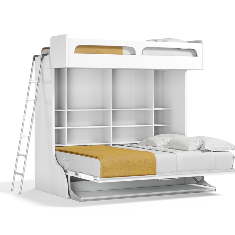 Castello Twin Over Full Wall Bunk Bed with Desk Castello Twin Over Full Wall Bunk Bed with Desk