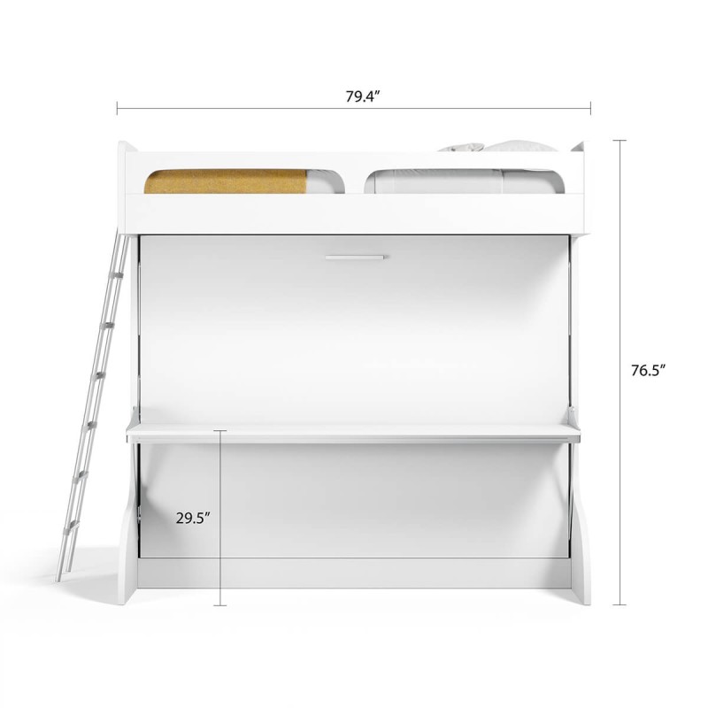 Castello Twin Over Full Wall Bunk Bed with Desk Castello Twin Over Full Wall Bunk Bed with Desk
