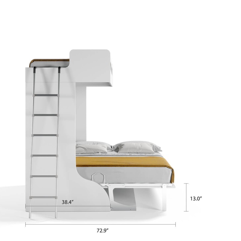 Castello Twin Over Full Wall Bunk Bed with Desk Castello Twin Over Full Wall Bunk Bed with Desk
