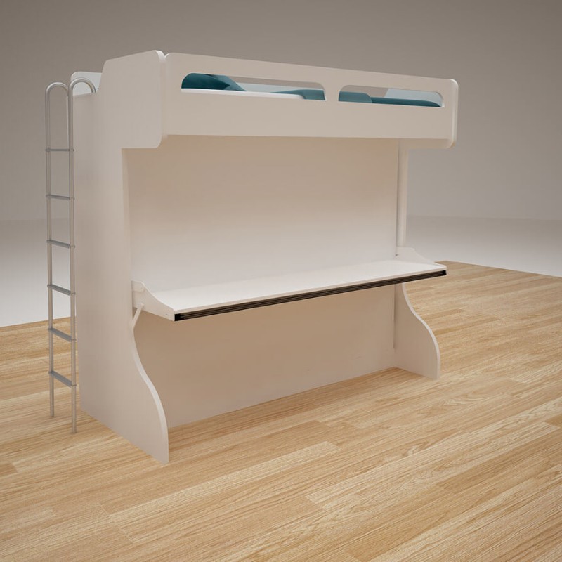 Castello Twin Over Full Wall Bunk Bed with Desk Castello Twin Over Full Wall Bunk Bed with Desk