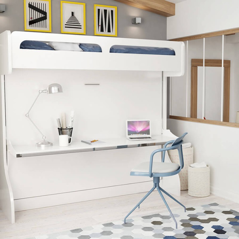 Castello Twin Over Full Wall Bunk Bed with Desk Castello Twin Over Full Wall Bunk Bed with Desk