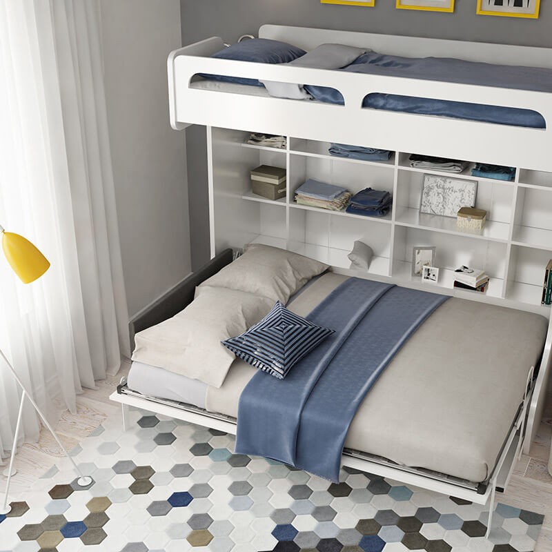 Castello Twin Over Full Wall Bunk Bed with Desk Castello Twin Over Full Wall Bunk Bed with Desk