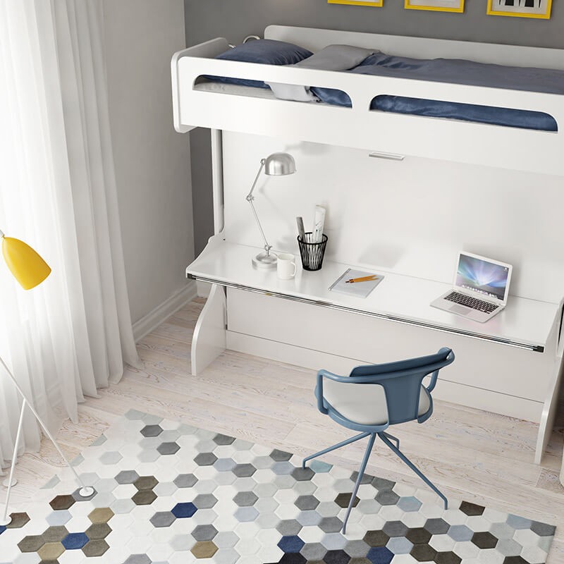 Castello Twin Over Full Wall Bunk Bed with Desk Castello Twin Over Full Wall Bunk Bed with Desk