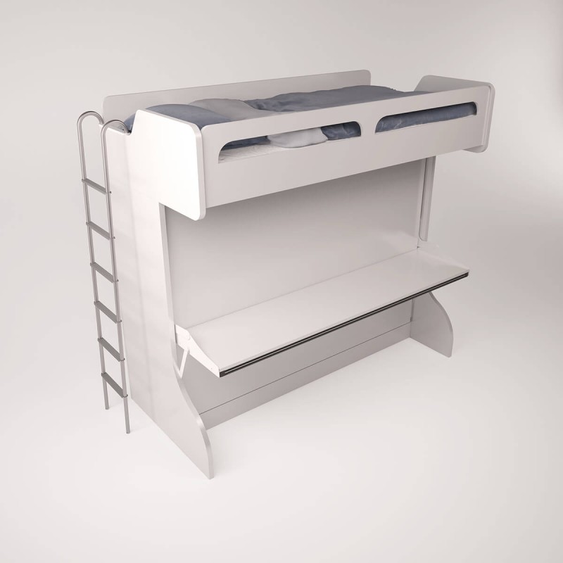 Castello Twin Over Full Wall Bunk Bed with Desk Castello Twin Over Full Wall Bunk Bed with Desk