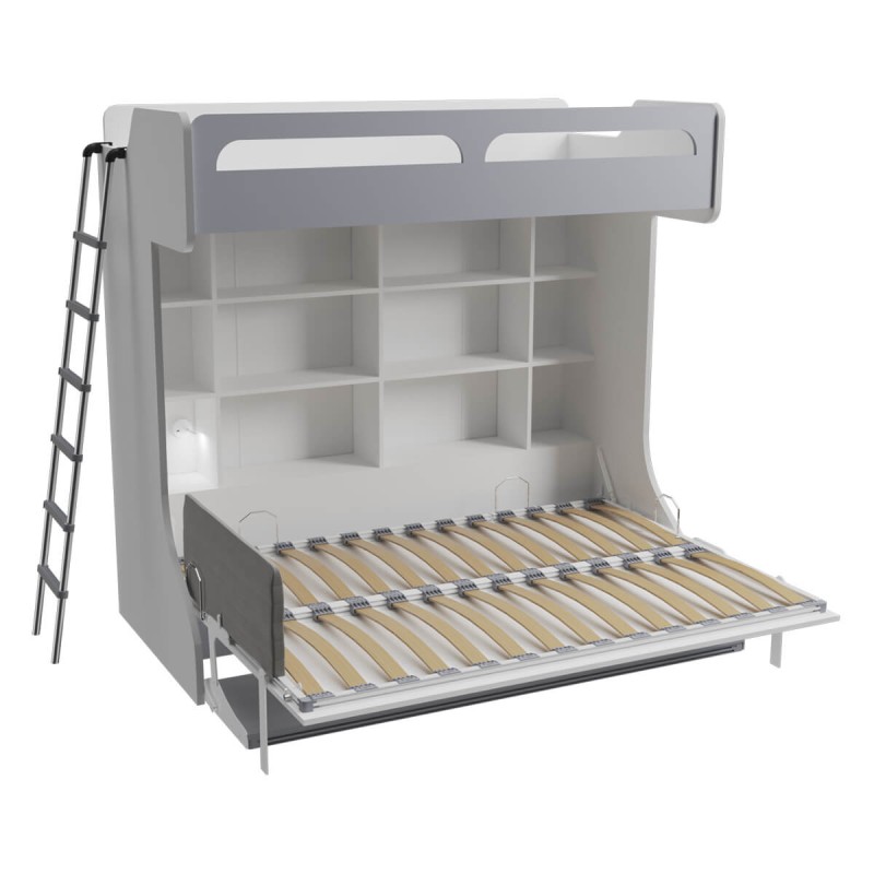 Castello Twin Over Full Wall Bunk Bed with Desk Castello Twin Over Full Wall Bunk Bed with Desk