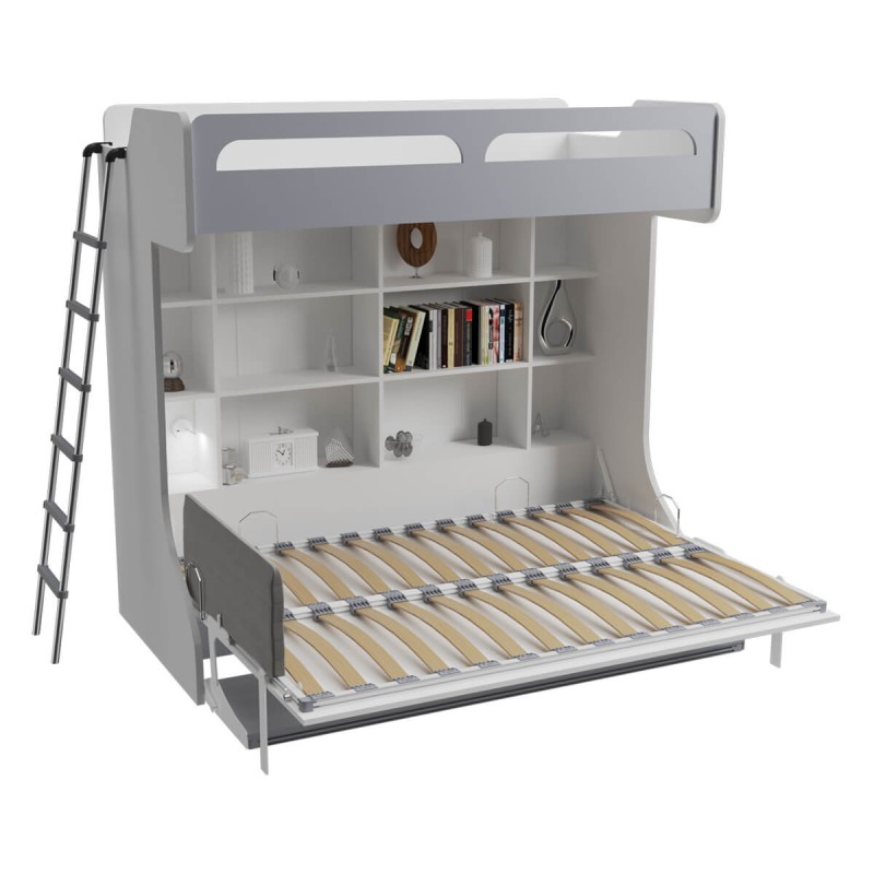 Castello Twin Over Full Wall Bunk Bed with Desk Castello Twin Over Full Wall Bunk Bed with Desk