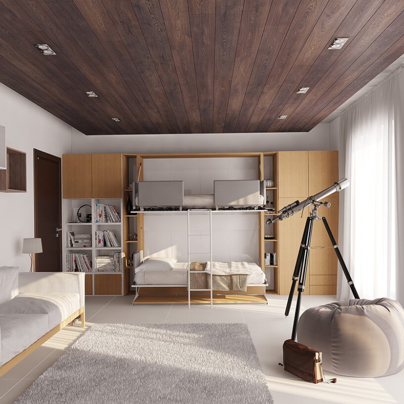 Pensiero Twin Wall Bunk Bed Pensiero Twin Wall Bunk Bed