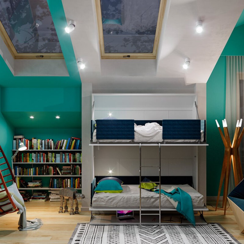 Pensiero Twin Wall Bunk Bed Pensiero Twin Wall Bunk Bed
